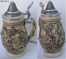Halba din ceramica cu capac din zinc MUNCHEN Germania