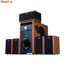 Boxe 5.1 Genius SW-HF5.1 4000 Wood, 100W(Subwoofer 25W+5 sateliti*15W), Telecomanda, 4000PMPO, 220V-EU, 3173080110