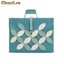 Poseta dama Flower Power Turcoaz foto