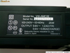 INCARCATOR PANASONIC VW-AMC2A  'PANASONIC / TECHNICS  NV-MS50 VW-AMC2E VW-CG2E INCARCATOR PANASONIC VIDEO PROFESIONAL foto