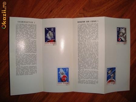 Pliant prezentare COSMONAUTICA I 1966 Romfilatelia foto mare