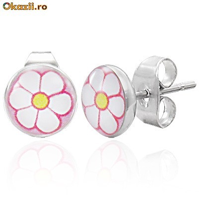 Cercei din inox 6 mm - floricele - cod 110 foto mare