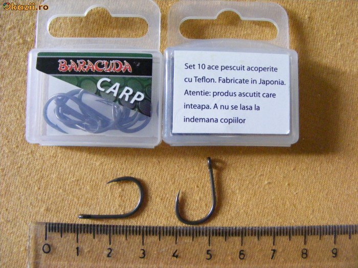 Set 10 ace / Carlige crap teflonate Baracuda Classic Boilie nr 2 foto mare