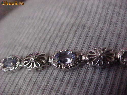 BRATARA AUR ALB 10K CU TANZANITE + DIAMANTE foto mare