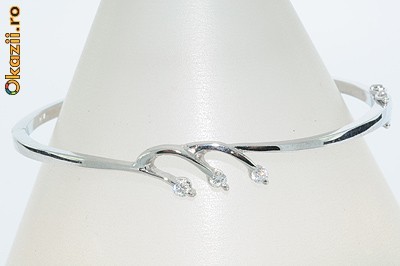 bratara aur alb 14K cu 3 diamante naturale model deosebit foto mare