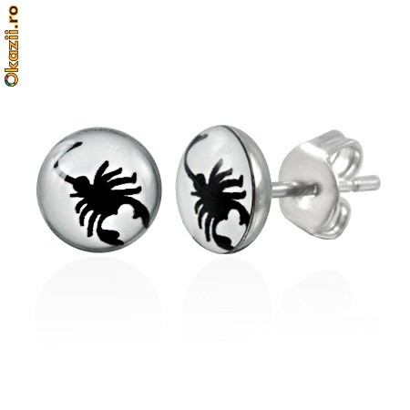 Cercei din inox 6 mm - scorpion -  cod 137 foto mare