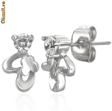Cercei din inox 8 mm /6 mm zirconiu - cod 135 foto mare