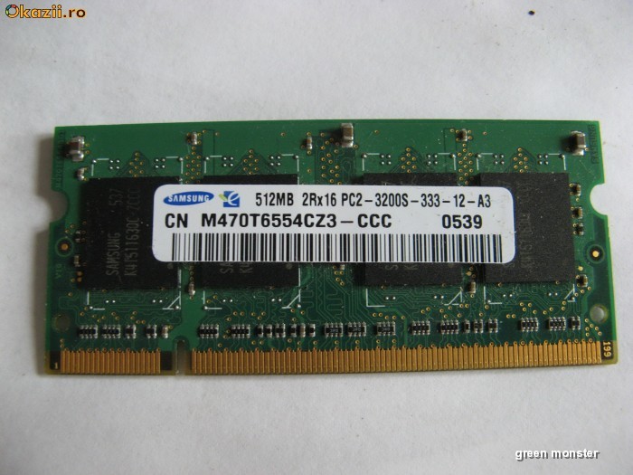 Memorie SODIMM 512 GB PC 4300 DDR2 533 MHZ Laptop Samsung foto mare