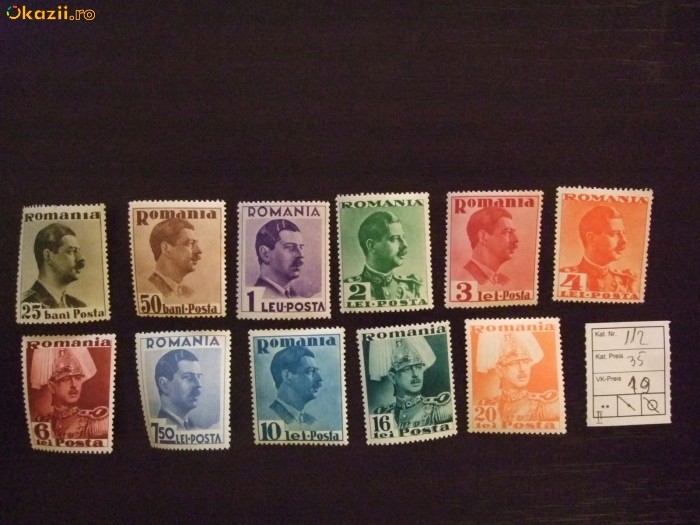 Romania LP 112, Carol II uzuale Posta, Cal II , MNH/** foto mare