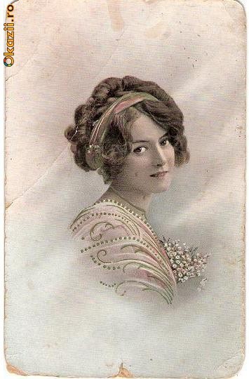 T FOTO 36 Romantica -Tanara -circulata 1914 -adresata lui I.Nedelcu , Plutonier Graniceri, Turtucaia , Port(Cadrilater) -Sarsaila foto mare