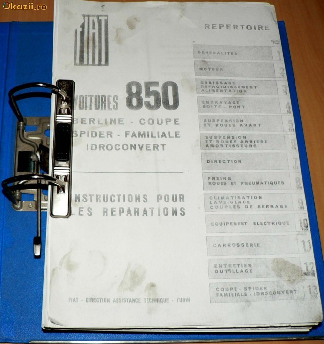 Manual de reparatii - Fiat 850 - toate modelele - in Franceza foto mare