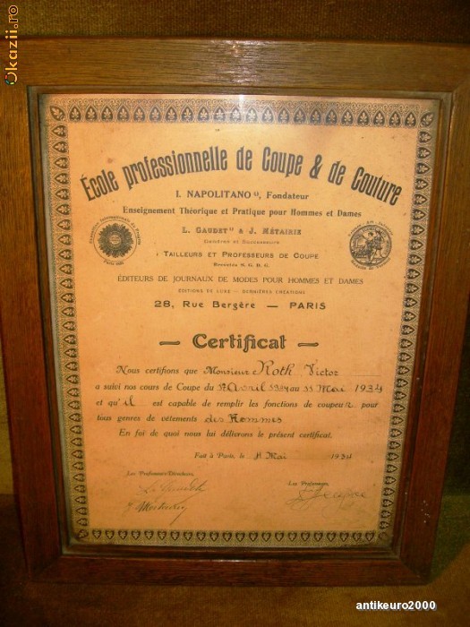 Ecole professionnelle de Coupe et de Couture - CERTIFICAT foto mare