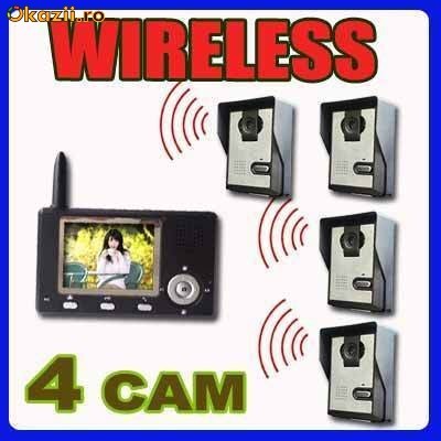 Video interfon LCD 3.5 inch 2.4 G wireless 4 camere supraveghere foto mare