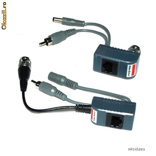 Kit  Balun  Video Audio Power pentru transmisie CCTV pe cablu UTP foto mare