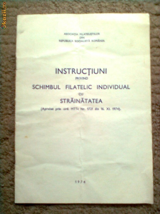 instructiuni privind schimbul filatelic cu strainatatea 1974 foto mare