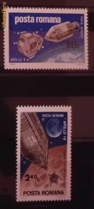 Timbre filatelice de colectie nestampilate Romania, Cosmos, Apollo 9 si 10, 1969, LP 702 foto mare Timbre filatelice de colectie nestampilate Romania, Cosmos, Apollo 9 si 10, 1969, LP 702 foto mare