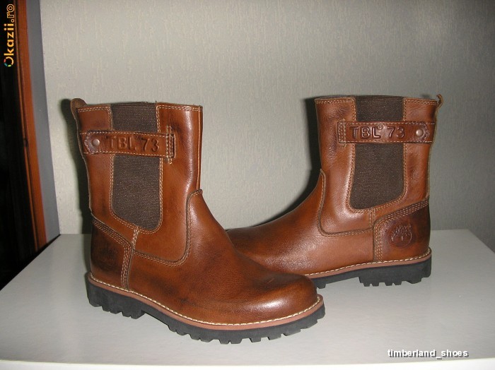OFERTA! Super ghete/bocanci/cizme copii Timberland ORIGINALI colectia noua absolut superbe ,piele 100% maro vintage waterproof, noi, Sz. doar  30/31 foto mare