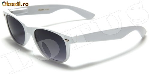 Ochelari de soare Wayfarer AV15, rame albe, lentile fumurii graduale, produsi sub brand-ul american Aviator ; Bonus : un saculet pentru protectie ! foto mare