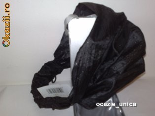 BATICURI-BANDANA DIN ITALIA STIL TIGANESC, PENTRU CERECEI MARI, NEAGRA CU STROPI CA DE PLOAIE foto mare