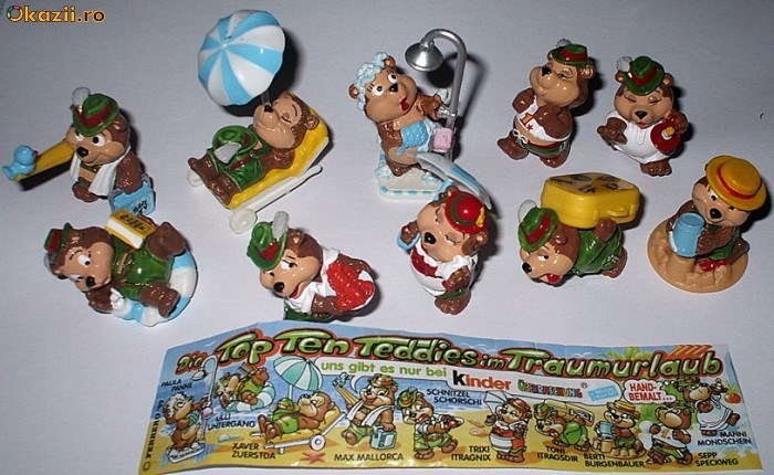 SURPRIZE KINDER - TOP TEN TEDDIES ON VACATION - SERIE COMPLETA foto mare