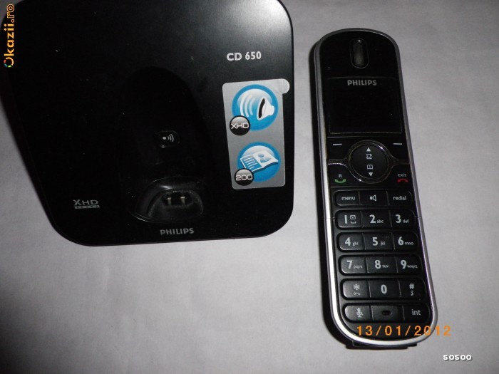 Telefon DECT Philips CD6501B/53 defect display CD650 baza buna receptor ok dar fara display foto mare