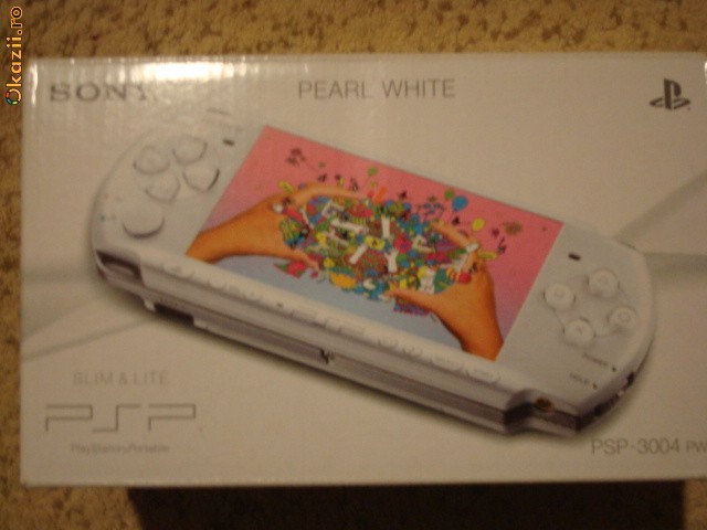 consola psp 3004 pearl white-nou,cutie foto mare