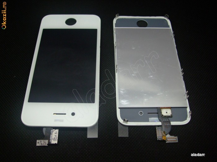 Ecran LCD + Touchscreen + Rama si geam Original pentru Iphone 4 4G ALB foto mare