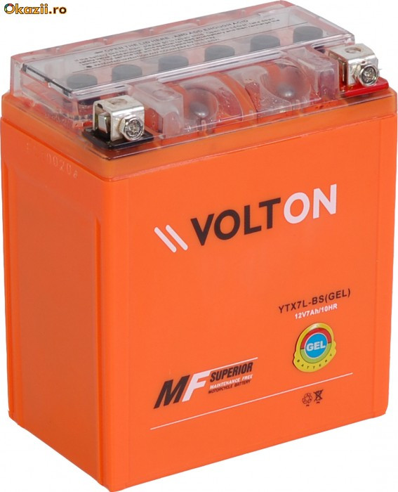 Baterie Moto VoltON 12V 7 Ah YTX7L BS GEL Okazii 112328696