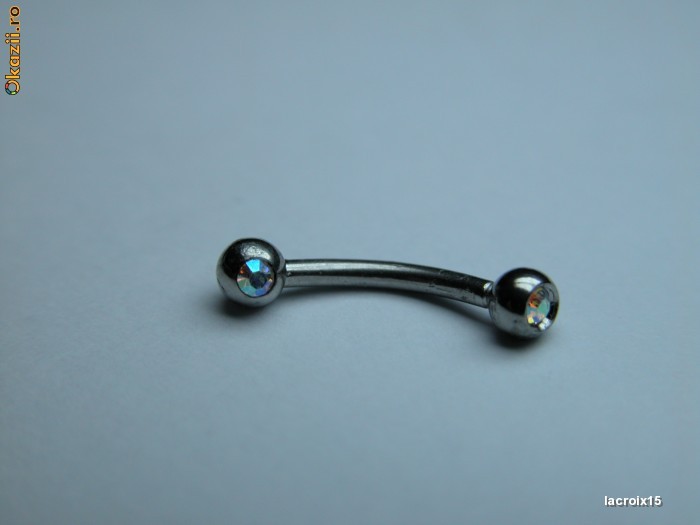 PIERCING DIN OTEL INOXIDABIL CU ZIRCONIU MULTICOLOR foto mare