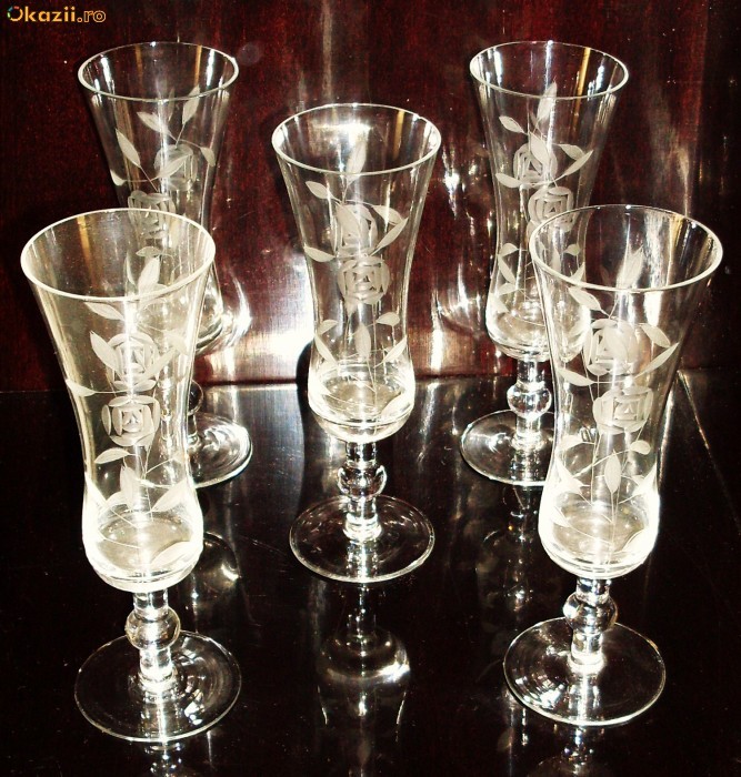 Set 5 pahare cristal - pentru sampanie foto mare