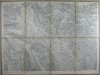 4 - HARTA VECHE MILITARA ELVETIANA 1885 - TIMBRU SEC DREAPTA JOS - FORMATA DIN 8 SEGMENTE PE SUPORT DE PANZA - DIM. 51 X 38 CM ,PLIABILA LA 19 X 13 CM
