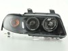 Vand set faruri AUDI A4 b5/8d (95-01), cu angel eyes si lupa, negru sau crom, model 1 sau 2