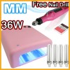 Lampa uv 36 w TIMER 2 min Pila electrica freza electrica reglabila accesorii freza electrica smirgher kit gel uv kit acril kit manichiura PROMOTIE !