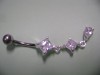 PIERCING BURIC MODEL DIN ARGINT CU TREI PIETRE ALBE DE ZIRKONIU