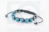 Bratara Shamballa TURCOAZ, cristale Swarovski impletite si hematite