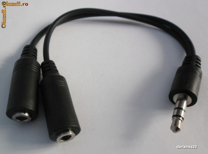 Adaptor jack stereo cu divizor 3,5 mm cu doua iesiri foto mare Adaptor jack stereo cu divizor 3,5 mm cu doua iesiri foto mare