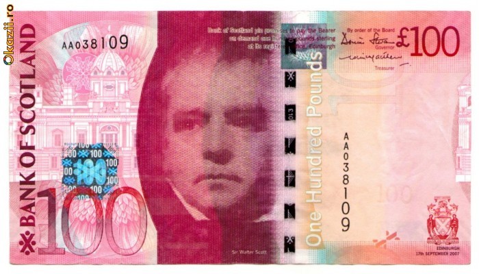 Scotia - 100 pounds (lire) 2007 - Bank of Scotland foto mare Scotia - 100 pounds (lire) 2007 - Bank of Scotland foto mare
